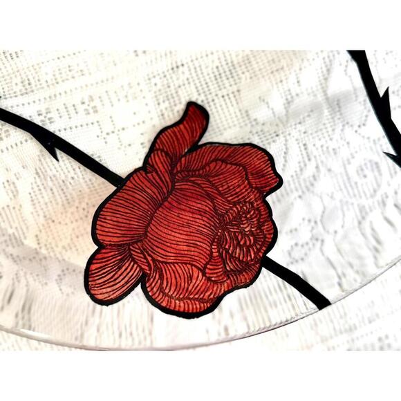 Kosta Boda Tattoo Red Roses 15"Glass Bowl - Ludvig Löfgren Sweden 2010 Art Glass - Picture 6 of 8